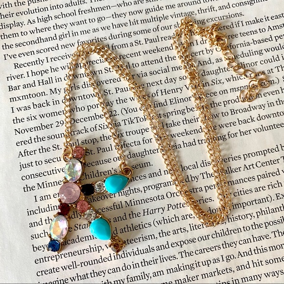 Gold Initial Letter Necklace Crystal Rainbow K - Picture 2 of 3